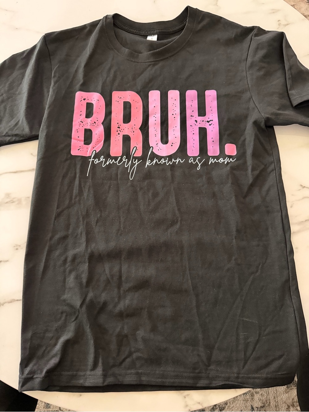 BRUH. Graphic Woman’s T-Shirt - Black with Pink Lettering